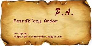 Petróczy Andor névjegykártya