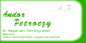 andor petroczy business card